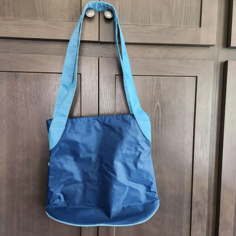 Adidas Blue Nylon Tote Shoulder‎ Gym Light Travel 3 Stripe Logo Bag Rare HTF